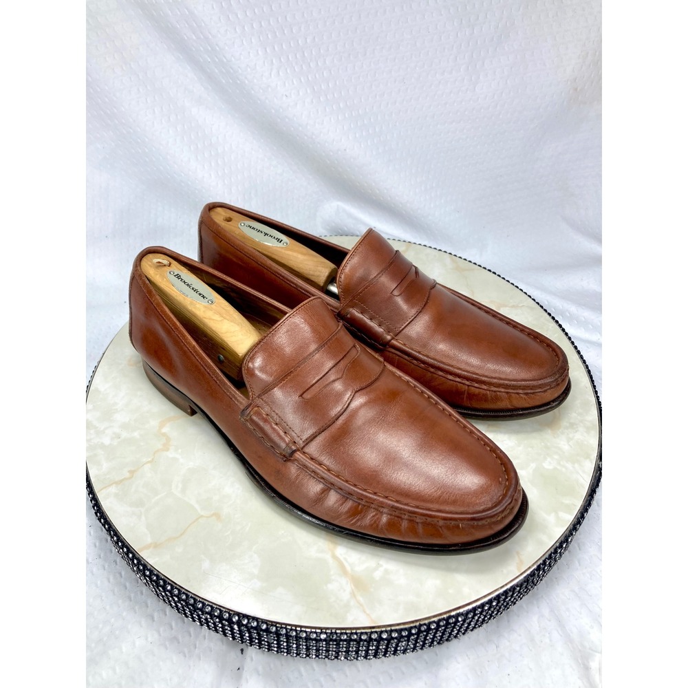 Cole Haan Grand OS Pinch Penny Loafers Men 10 Brown Leather Slip On Office Shoes